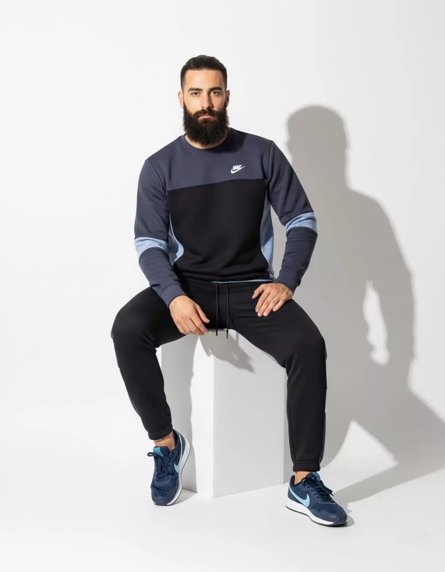 SPORTSWEAR muška trenerka bez kapuljače - teget, svetloplava i crna