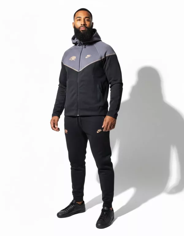 SPORTSWEAR TECH FLEECE muška trenerka sa kapuljačom - crno siva