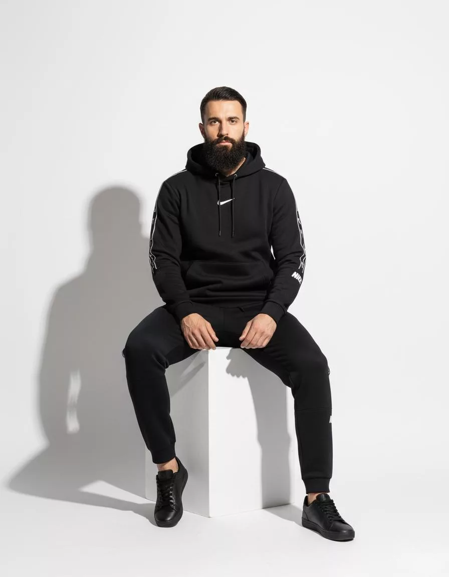 SPORTSWEAR muška trenerka sa kapuljačom bez zipa - crna